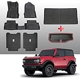 Mabett Interior Cover Mats for Ford Bronco Accessories 2-Door 2025 2021 2022 2023 2024 Front Rear Seat Back Cover Cargo Liners Set (Floor Mats&Seat Back Covers&Cargo Liner&Lower Trunk Storage Mat)