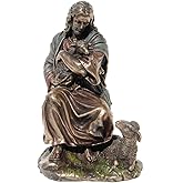 8.88 Inch Jesus Holding A Baby Lamb Cold Cast Bronze Figurine