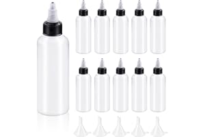 Swpeet 15Pcs Clear Dispensing Bottles with Small Funnels Kit, 4oz Boston LDPE Plastic Bottle, 100ML Empty Squeeze Dropper Bot