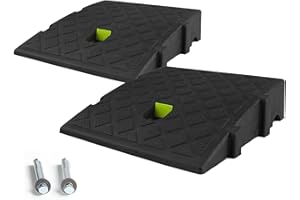 Inout Curb Ramp,Curb Ramps for Driveway,Night Reflection Driveway Curb Ramps,2 Pcs Car Ramps,Motorcycle Ramp (High 2.76in (7cm))