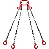 VEVOR Chain Sling, 5/16 inch x 10 ft Lifting Chains with Hooks, G80 Engine Chain Hoist Lifts, 11000 lbs/5 Ton Lifting Sling Chains for Engine Hoist, Engine Lift Chain with 4 Leg Grab Hooks & Adjusters