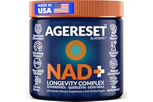 JoysLife AGERESET NAD+ Supplement with Resveratrol & Quercetin – NAD+ Booster Similar to NMN & Nicotinamide Riboside for Healthy Aging, Cellular Energy – 60 Vegan Capsules