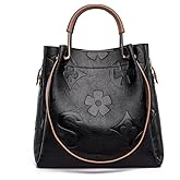 Floral Embossed Leather Handbag For Women,Retro Embossed Tote Bag,For Work & Everyday Crossbody Bags