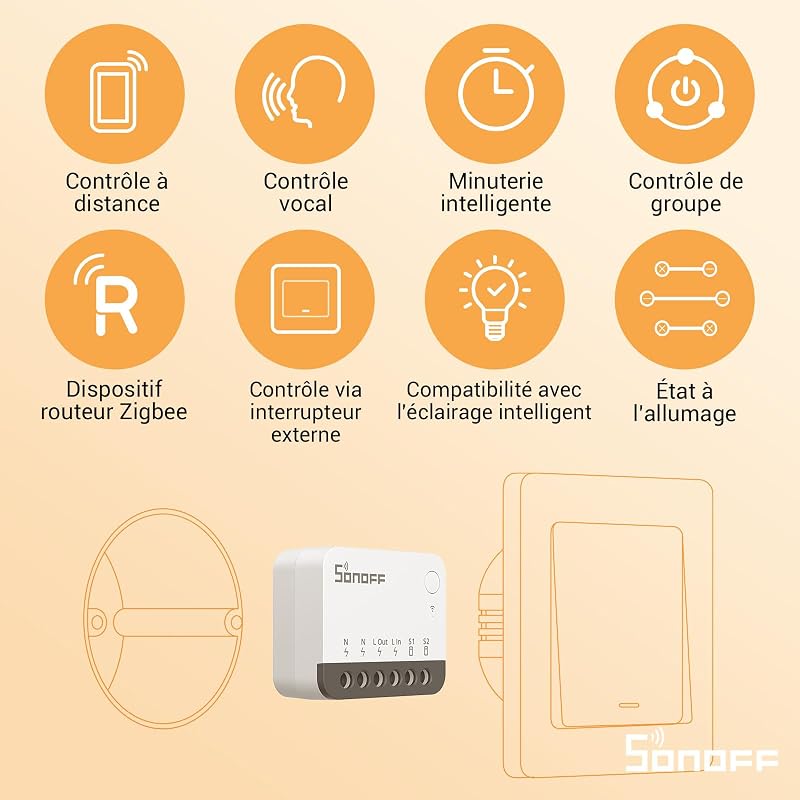 ZBMINIR2 Interrupteur Zigbee, 2 Pack, Fil neutre requis