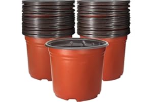 Huvai 50 Pack 1 Gallon Plastic Plant Nursery Pots Thickened Soft Plastic Plant Pots with 50 Pcs Waterproof Plastic T-Type Plant Tags and 2Pcs/Set Transplanting Digging Mini Tools