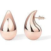 PAVOI 14K Gold Plated 925 Sterling Silver Post Teardrop Chunky Hoop Earrings - Lightweight Drop Earrings for Women - Designer Dupe