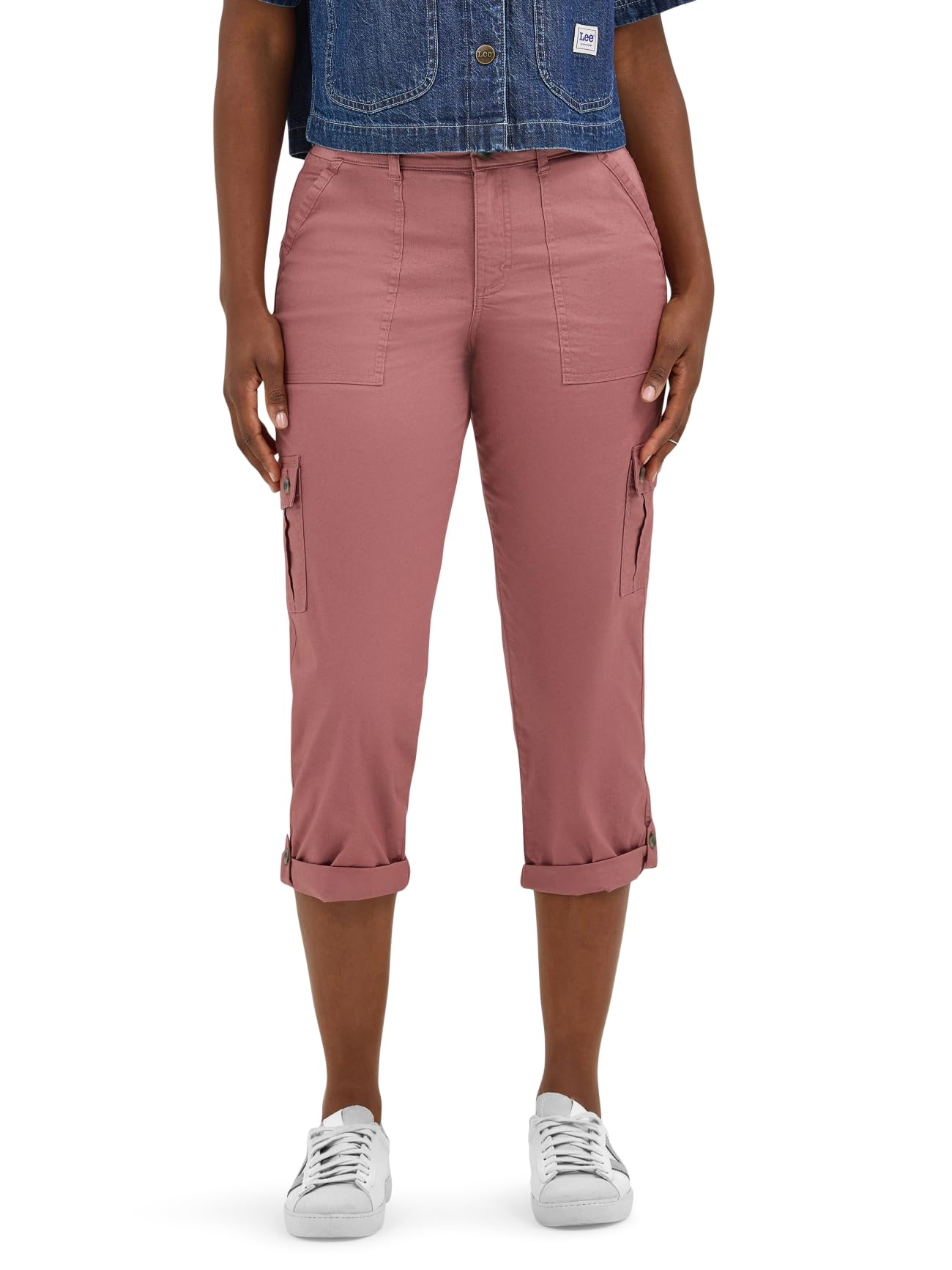 Lee Women’s Ultra Lux Comfort with Flex-to-Go Cargo Capri Pant, Henna, 16