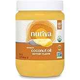 Nutiva Coconut Oil for Cooking and Baking - Butter Flavor Perfect for Making Movie Theater Popcorn, Baked Goods, Bread - Non-Dairy Alternative for Keto, Vegan, and Paleo Diets - 29floz