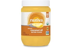 Nutiva Organic Butter Flavored Coconut Oil for Popcorn, Cooking and Baking. 29 Fl Oz - USDA Organic Non-GMO, Vegan Dairy-Free Butter Substitute. Paleo and Keto Friendly.