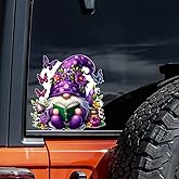 2pcs Bright Purple Gnome with Butterfly Car Sticker, 5.12''x5.12'' Fun Waterproof Sticker for Cars, Trucks, Motorcycles, Walls, Windows, Weatherproof PVC Material | CZ122