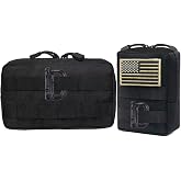 2 Pack Tactical Molle Utility Pouch - Multi-Purpose EDC Tool Organizer Compact Waist Belt Bag Water-Resistant Work Pouch for Man Include D-Ring and US Flag Patch