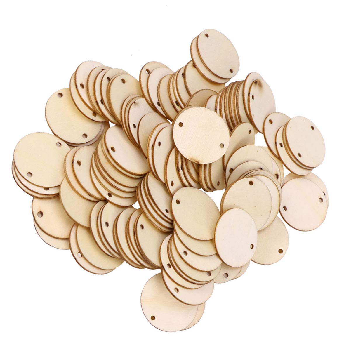 IMIKEYA 100Pcs Wooden Circles Tags Round Wood Slices Blank Wood Pieces Wooden Cutouts Ornaments with Hole for Birthday Boards Chore Boards DIY Arts Crafts 3CM