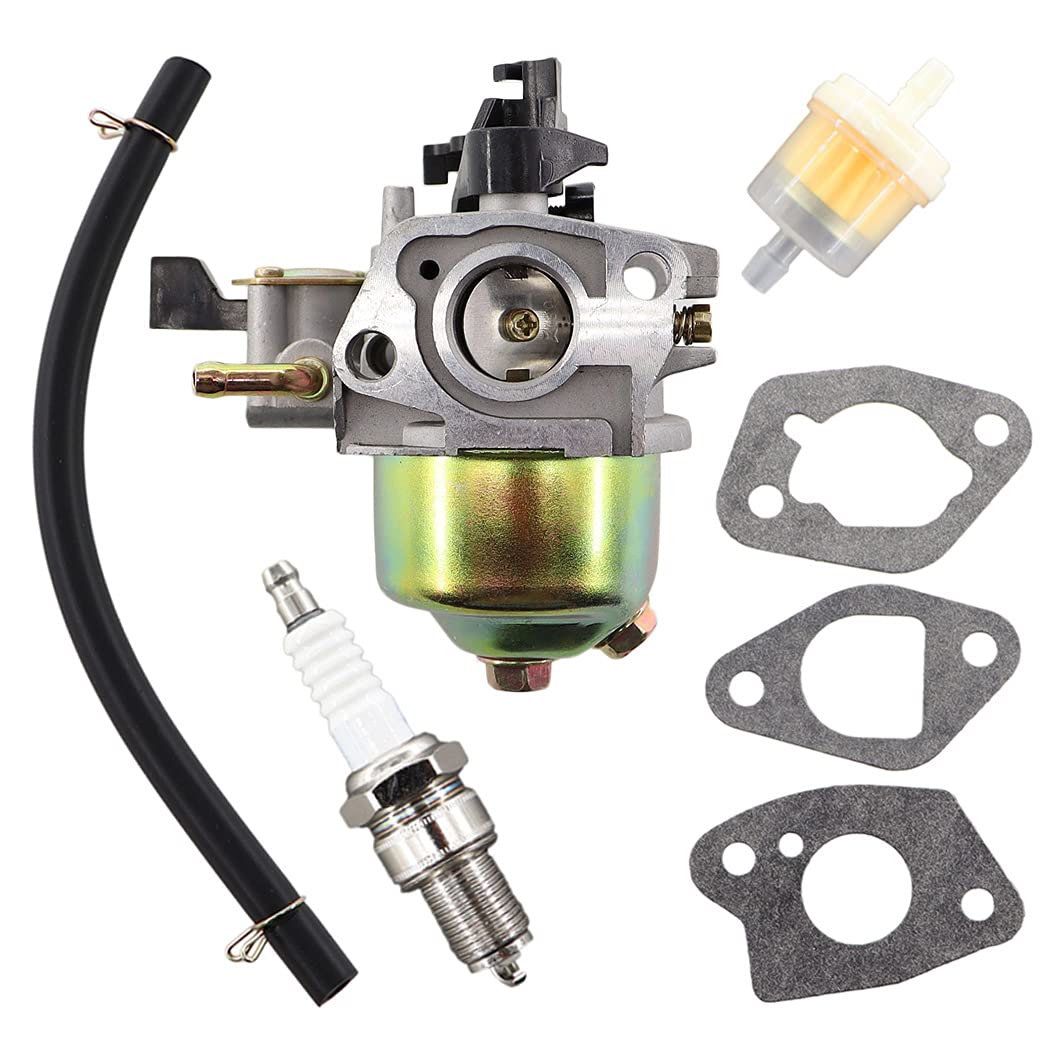 MCHNIC Carburetor with Gasket Spark Plug Set for Honda GXV120 GXV140 GXV160 Engine HR194 HR195 HR214 HRA214 HR215 HR216 HRA216 HRC216 HRB475 HR2150 Lawn Mower Replace 16100-ZE6-W01 16100-ZE7-055