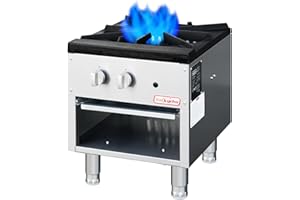 Backychu Commercial Gas Stove with Cabinet, 80,000 BTU Single Burner Stove Range, 18" Countertop Cooking Stockpot Range for Restaurant, kitchens & school, Stainless Steel Gas Hot Plate