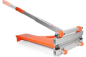 CUTTEREX 13" Pro.Floor Cutter-No Dust,No Noise,No Electricity. Multi-Angle Cuts for Laminate,Vinyl,Wood & More,Pro. ALU Long Leverage Handle,Longlife HSS Blade,Safe & Easy to Use! Orange & Wheeled
