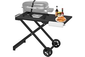 BMMXBI Portable Grill Cart for Weber Lumin Compact Outdoor Electric Barbecue for Weber 91010901 91300901 Folding Outdoor Barbecue Cart, Grill Portable Barbecue Table with Side Table