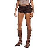 RoseSeek Women's Lace Frill Layered Mini Shorts Elastic Waist Low Rise Skinny Y2K Shorts