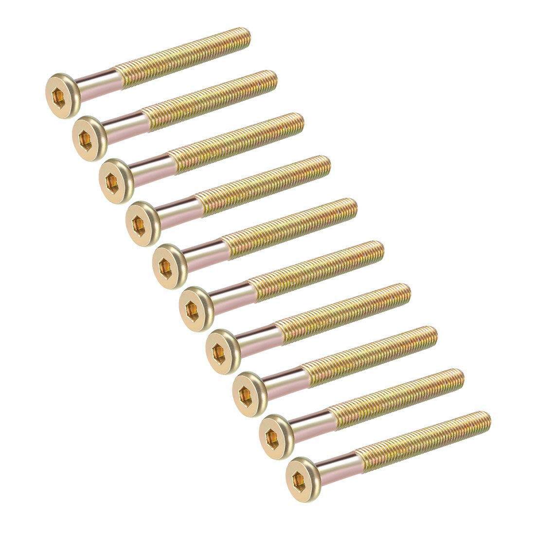 sourcing map M8x75mm Furniture Screw Hex Socket Machine Screws Zinc Plated Fasteners Bolts Half Thread Carbon Steel 15Pcs