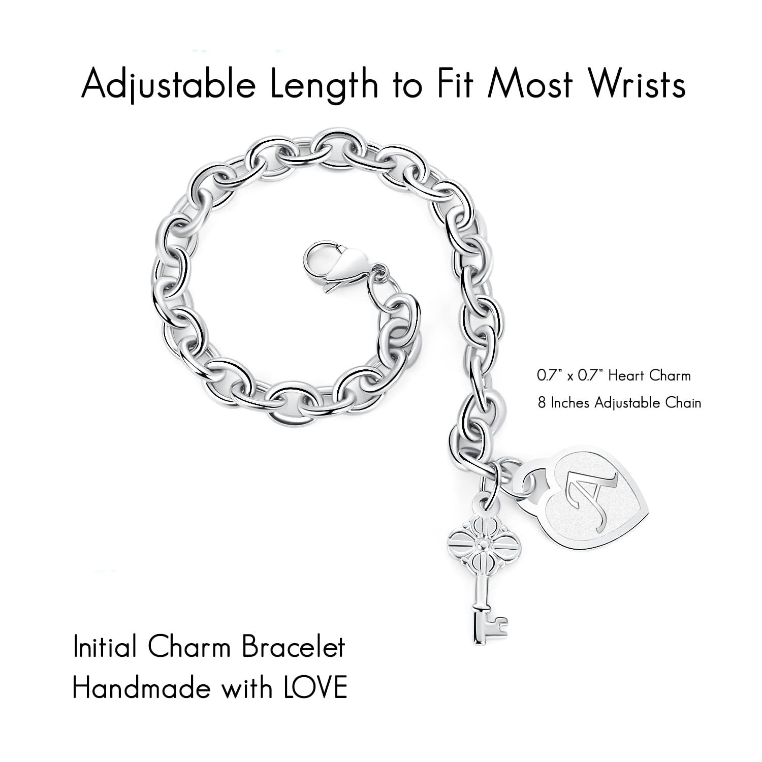 TONY & SANDY Initial Charm Bracelets for Girls Women Stainless Steel A-Z Bracelet Personalized Gifts Birthday Graduation Easter Stocking Stuffers for Teens Girls Jewelry (Various Design)