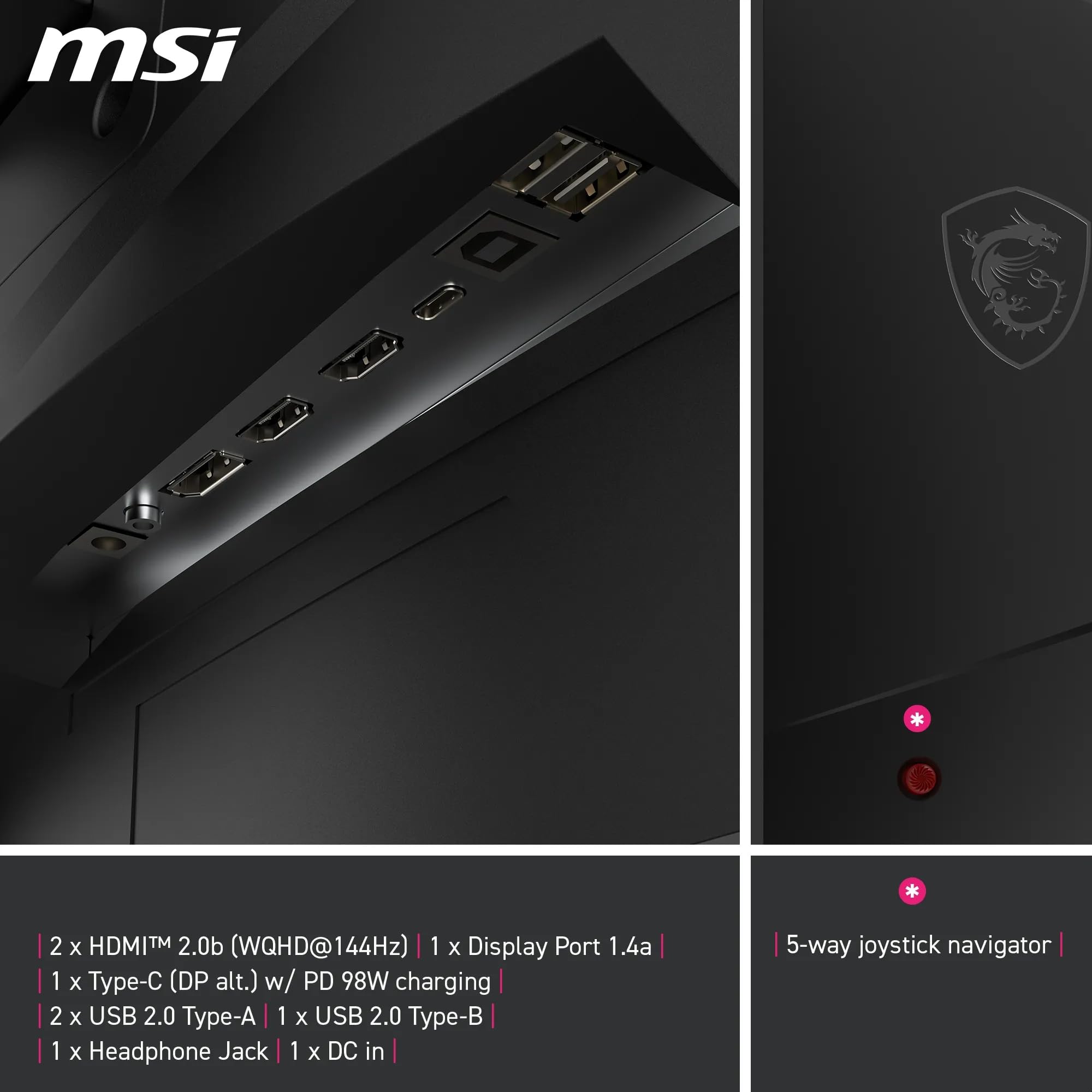 Msi Mpg 275Cqrxf 27 Inch Wqhd Curved Gaming Monitor - 1500R 2560 X 1440 Rapid Va Panel, 240 Hz - 05Ms (Gtg, Min), Adaptive Sync - Dp 14A, Hdmi 20B Cec - View 6