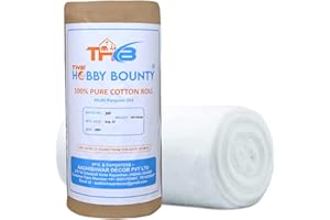 The Hobby Bounty Pure Cotton Roll Cotton Undercast Padding Roll Soft and Absorbent Cotton Makeup Remover in an Easy to Tear & Use Roll White Cotton Roll for Art Projects, Craft (200 Gram)