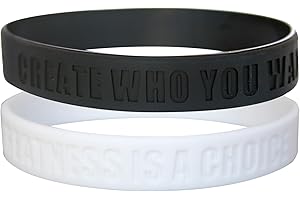 GOMOYO Greatness is a Choice, Create Who You Want to Be Motivational Silicone Wristbands with Quote, Rubber Bracelets for Fitness, Workouts, Exercise, Basketball, Weight Training