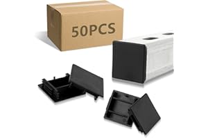 AOIGU 1-5/8" x 1-5/8" 50PCS Safety Strut Channel End Caps,Black Square PVC Plastic Cap for Protecting Unistrut Channel,Protection Cover for Metal Tubing