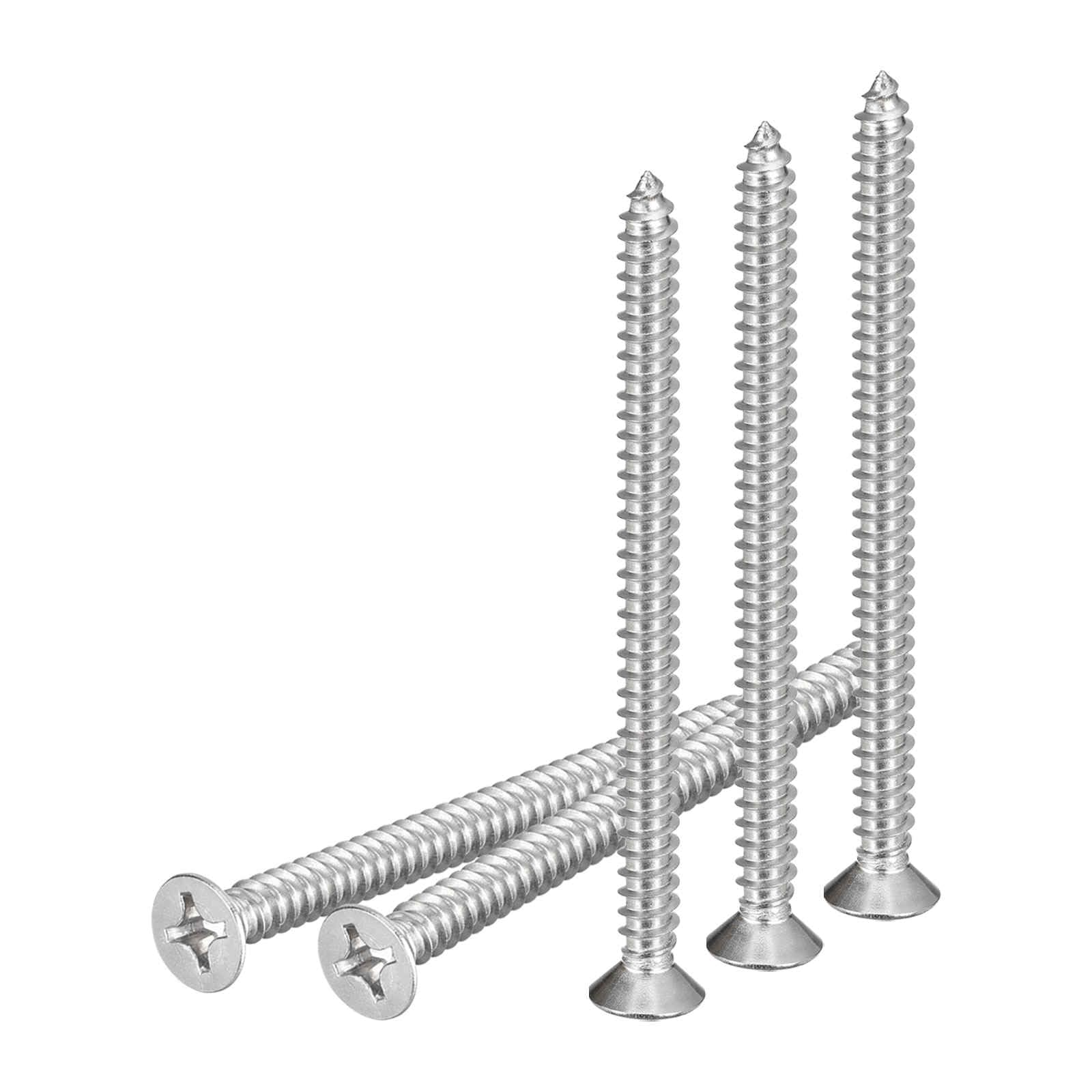 DTGN 25Pcs #12x3" Flat Head Wood Screws, 304 Stainless Steel Phillips Self Tapping Screws - Good for Woodworking, Furniture - Silver