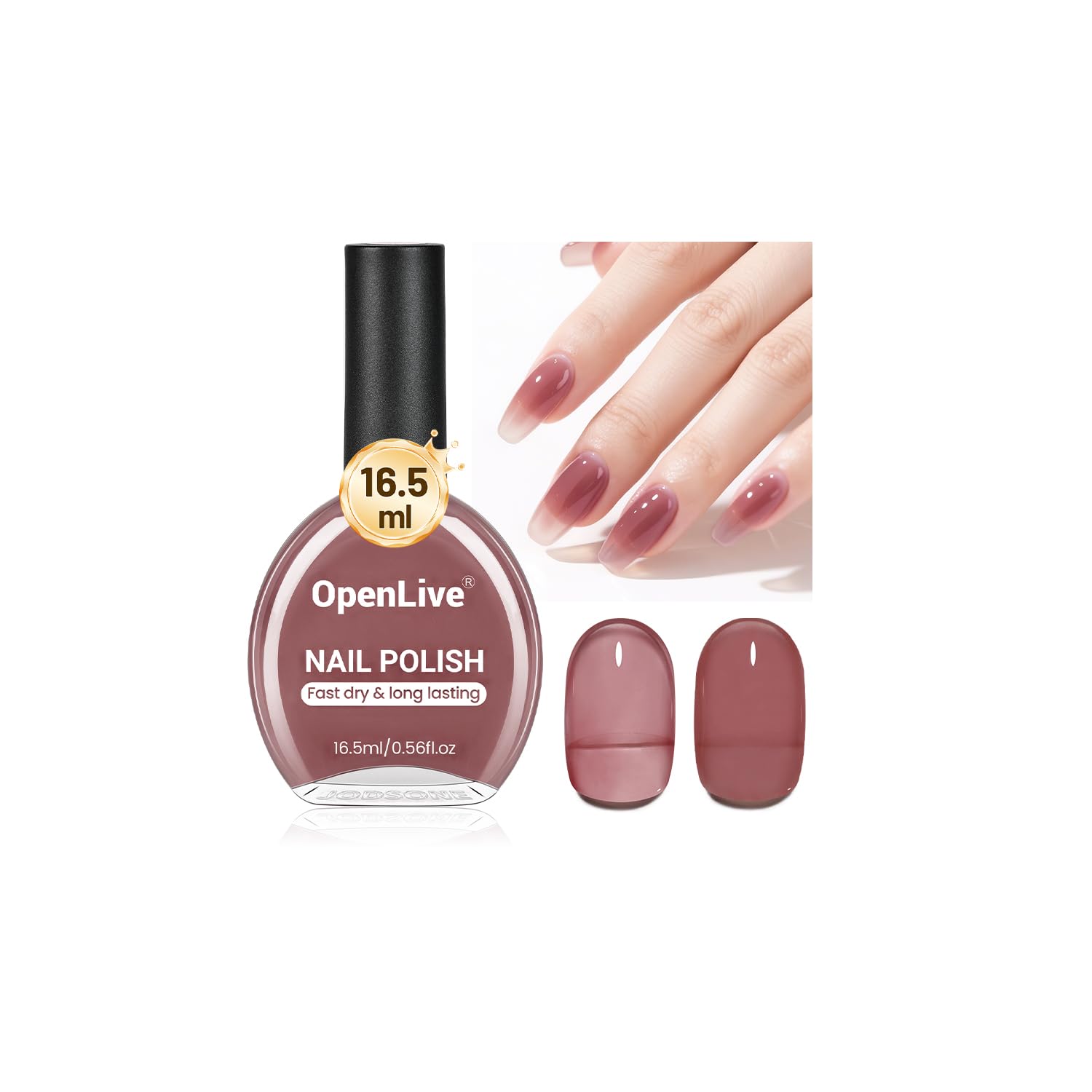 Photo 1 of OpenLive 16.5ml Jelly Mauve Red Nail Polish Large Volume Quick Dry Nail Polish, Long Lasting Shine, Fingernail Toenail Nail Art DIY Home Travel Nail Art Gift