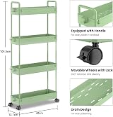 SOLEJAZZ 4-Tier Storage Trolley Cart Slim Rolling Utility Cart Green view 2