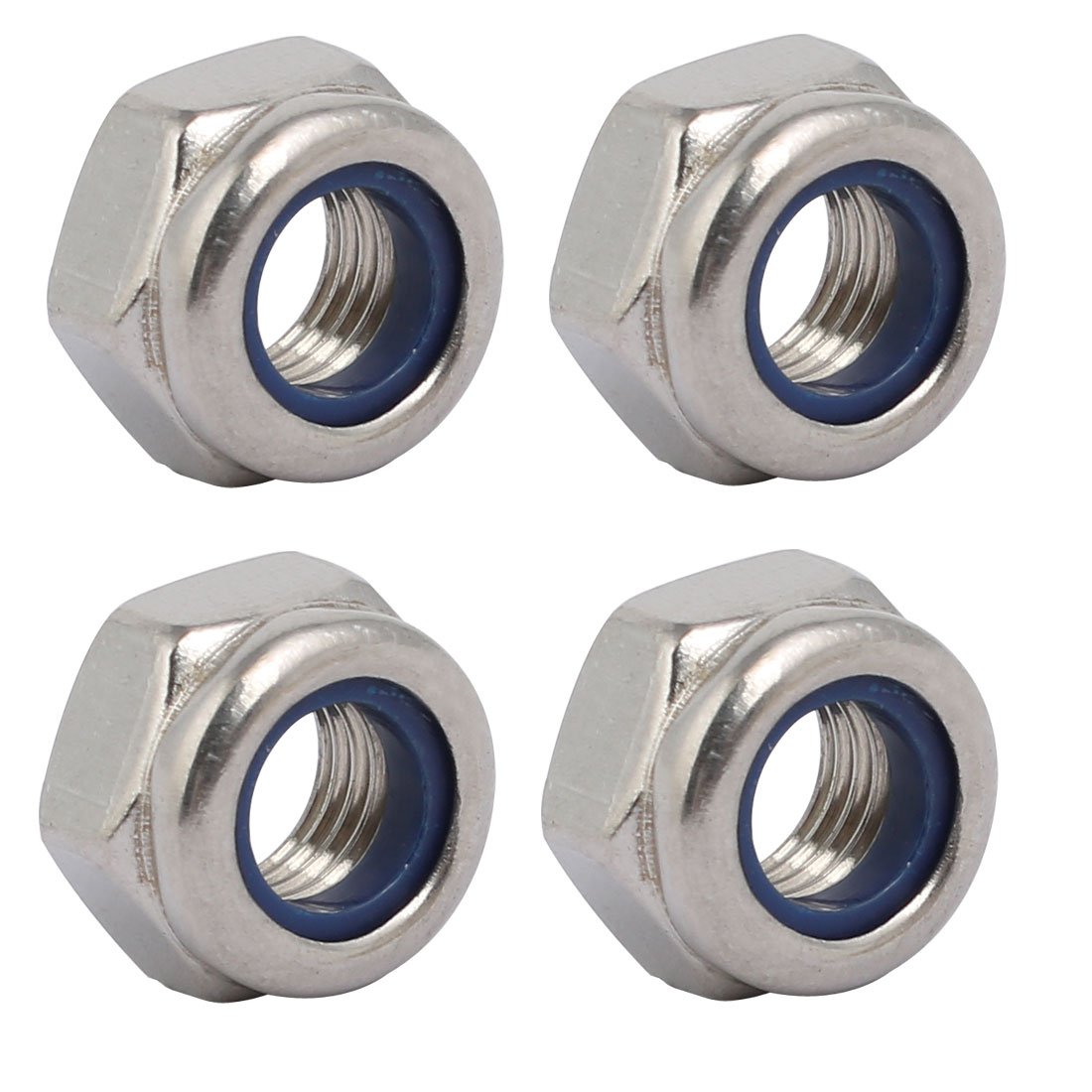 Sourcingmap 4pcs M8 x 1mm Pitch Metric Fine Thread 304 Stainless Steel Hex Lock Nuts