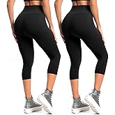 Leafigure 2-Pack Capri Leggings for Women, High Waisted Soft Yoga Pants for Gym Workout