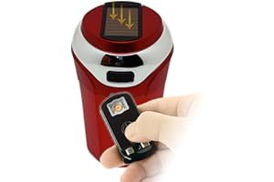 STOREBAO Car Ashtray with Solar Powered Lighter and LED Light, No Charging, Detachable and Portable (Red)