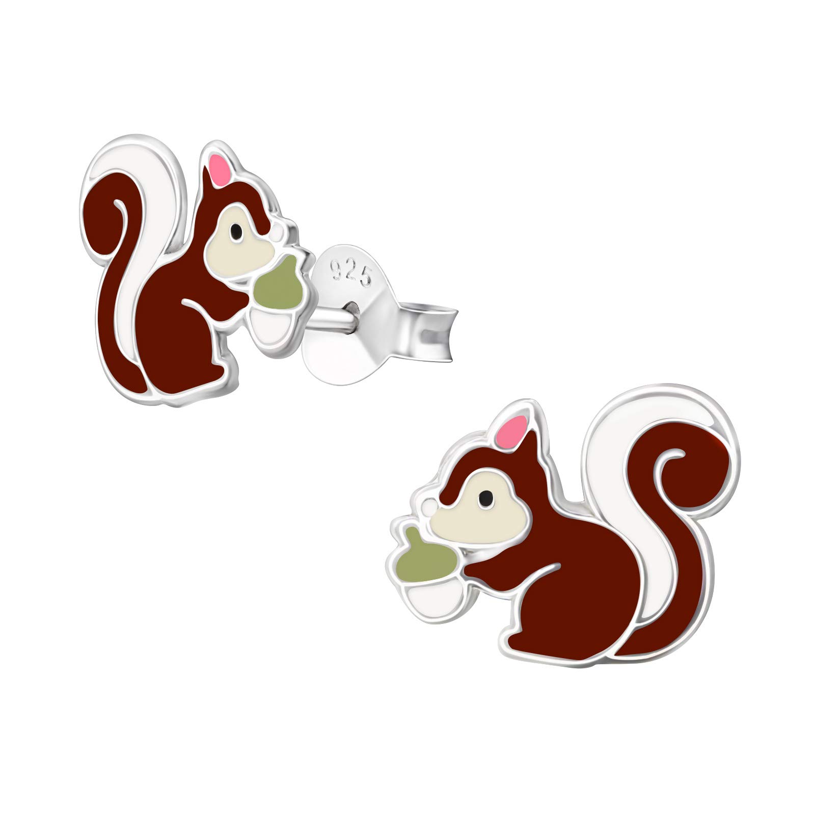 Brown Squirrel Earrings - 925 Sterling Silver