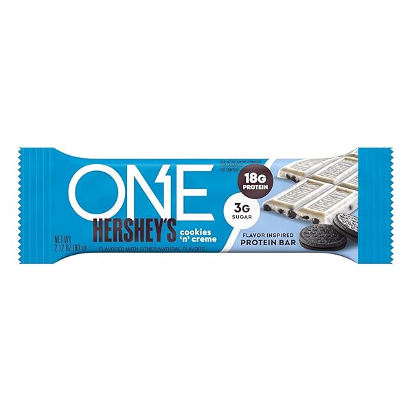 ONE PROTEIN BARS, HERSHEY’S COOKIES ‘N’ CREME, GLUTEN FREE WITH 18G PROTEIN AND 3G SUGAR, PANTRY STAPLES, 2.12 OZ (12 COUNT)