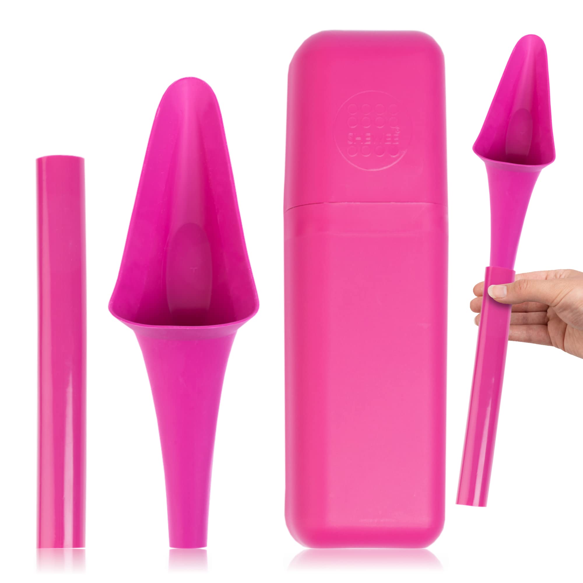 SHEWEE Flexi + Case - Reusable Pee Funnel – A Flexible, Larger Version Of The Original Female Urination Device Since 1999! Quickly, Easily & Discreetly, Wee Standing Up. Comes with Pipe & Case (Pink)