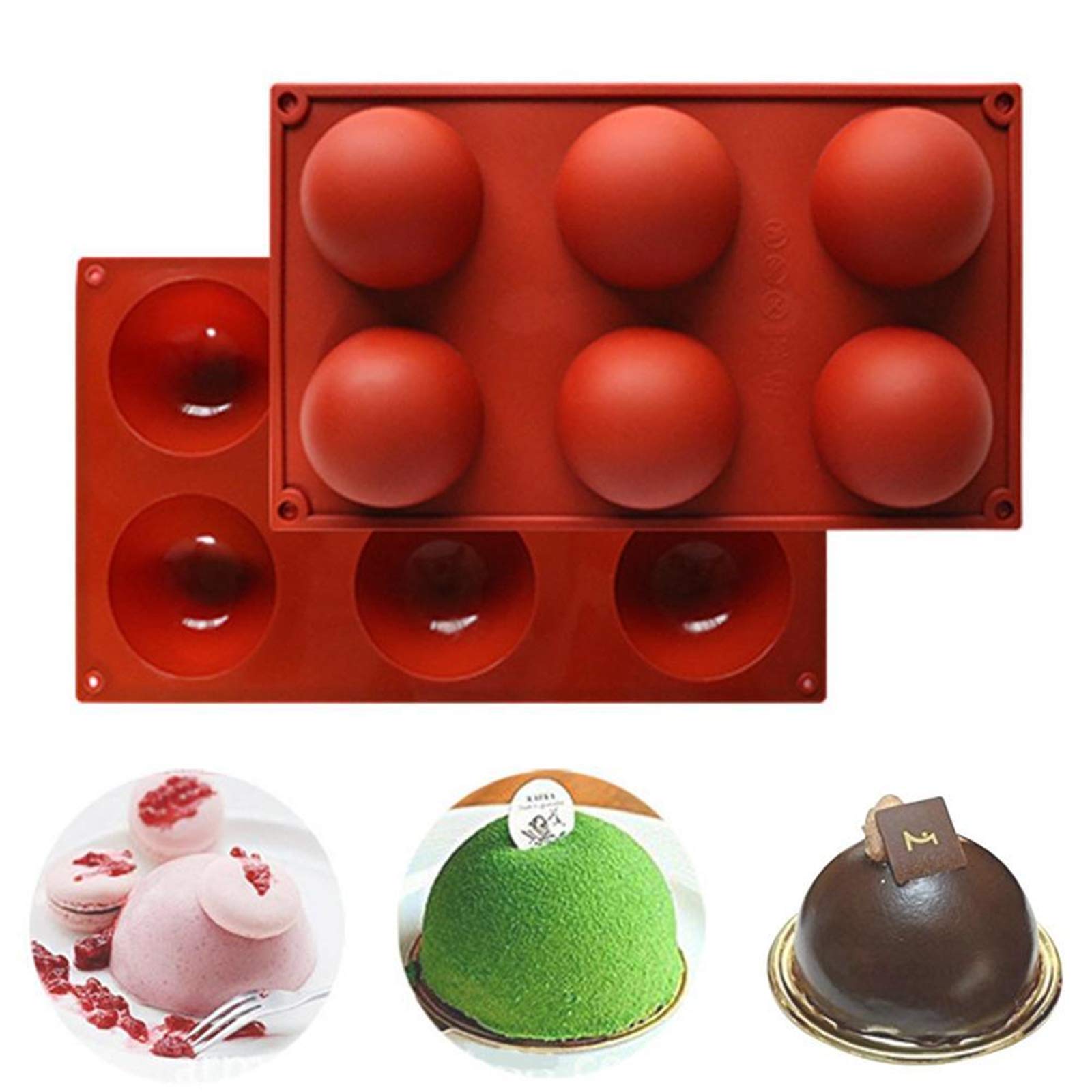 Premium 6-Cavity Semi-Ball Silicone Baking Mould, FantasyDay Anniversary Birthday Tray-Wedding Festival Party Silicone Cake Mold for Muffins Brownie Cornbread Candy Chocolates Butter Soap Gummy Bread