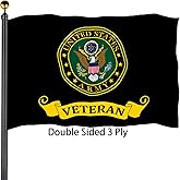 Army Veteran Emblem Flags 3x5 Outdoor Double Sided 3 Ply Heavy Duty Army Veteran Gold Crest Military Flags Banner for Outside with 2 Brass Grommets UV protection Fade Resistant for Indoor Outdoor