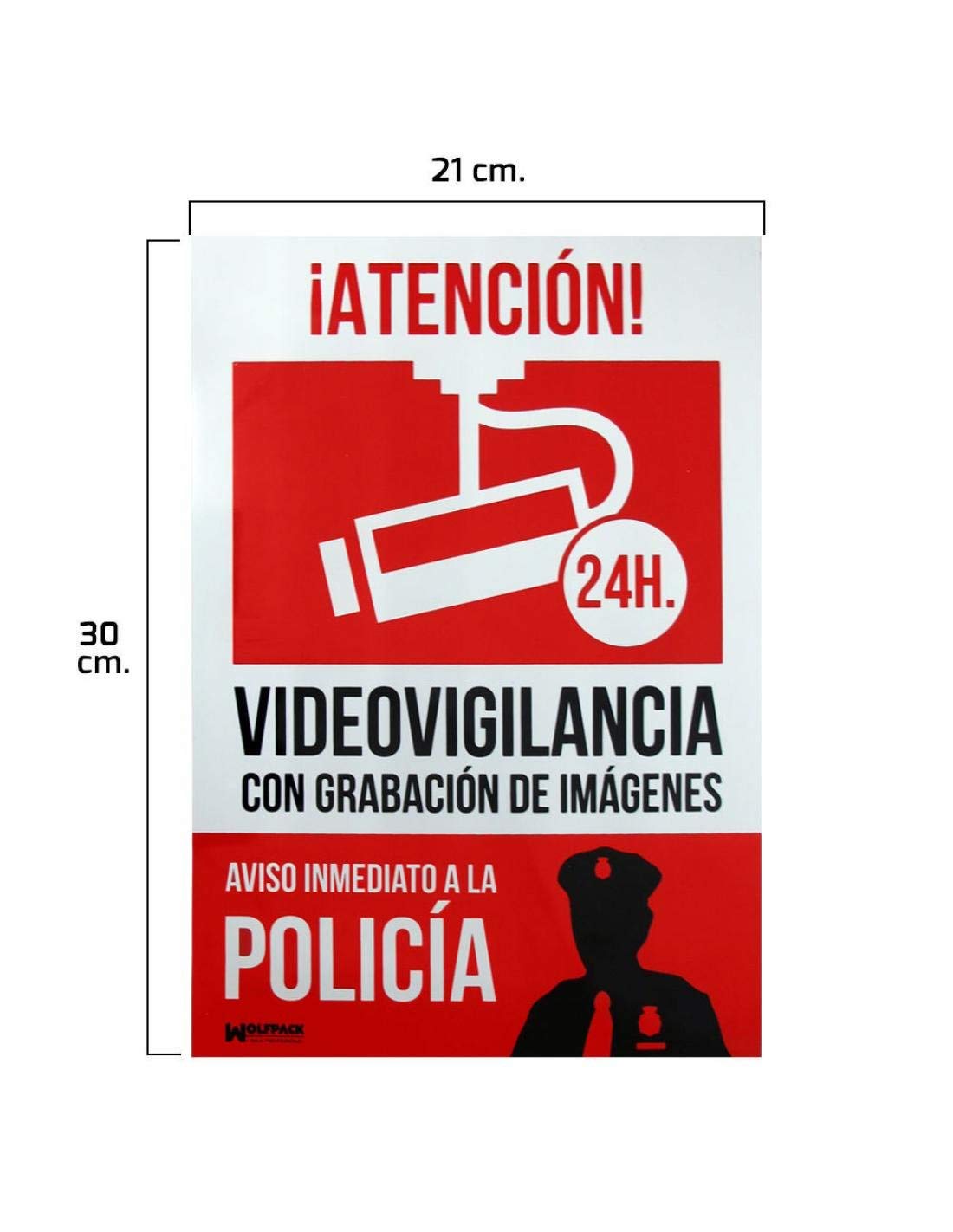 Alarm Warning Sign: Connected to the Police; 30 x 21 (in Spanish)