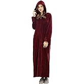 Hellomamma Long Hooded Zipper Bathrobe for Womens Flannel Fleece Robes Winter Warm Housecoat Nightgown Sleepwear Pajamas