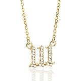 CLANVITORIA Angel Number Necklace, 14K Gold Plated, Dainty Necklace for Women, 111 222 333 444 555 666 777 999 999 Personaliz