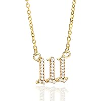 CLANVITORIA Angel Number Necklace, 14K Gold Plated, Dainty Necklace for Women, 111 222 333 444 555 666 777 999 999 Personaliz