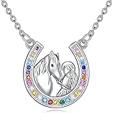 KZX Horse Necklaces for Women 925 Sterling Silver Horseshoe Necklace Pendant Horseshoe Necklace Women's Jewelry Gift for Women Lover Wife