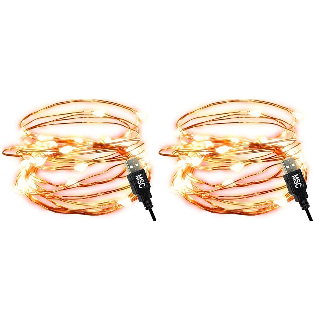MSC 10ft / 3M * 30 LED's USB Powered LED Warm White Coloured String Fairy Lights On Copper Cable, Ideal for Christmas, Xmas, Party,Wedding,Decoration Warm-USB-3M (Pack of 2)