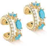 MYEARS Women Ear Cuff Earrings Gold Non Pierced Cartilage Clip on Open Wrap Split Double Hoop 14K Small Simple Hypoallergenic Everyday Jewelry