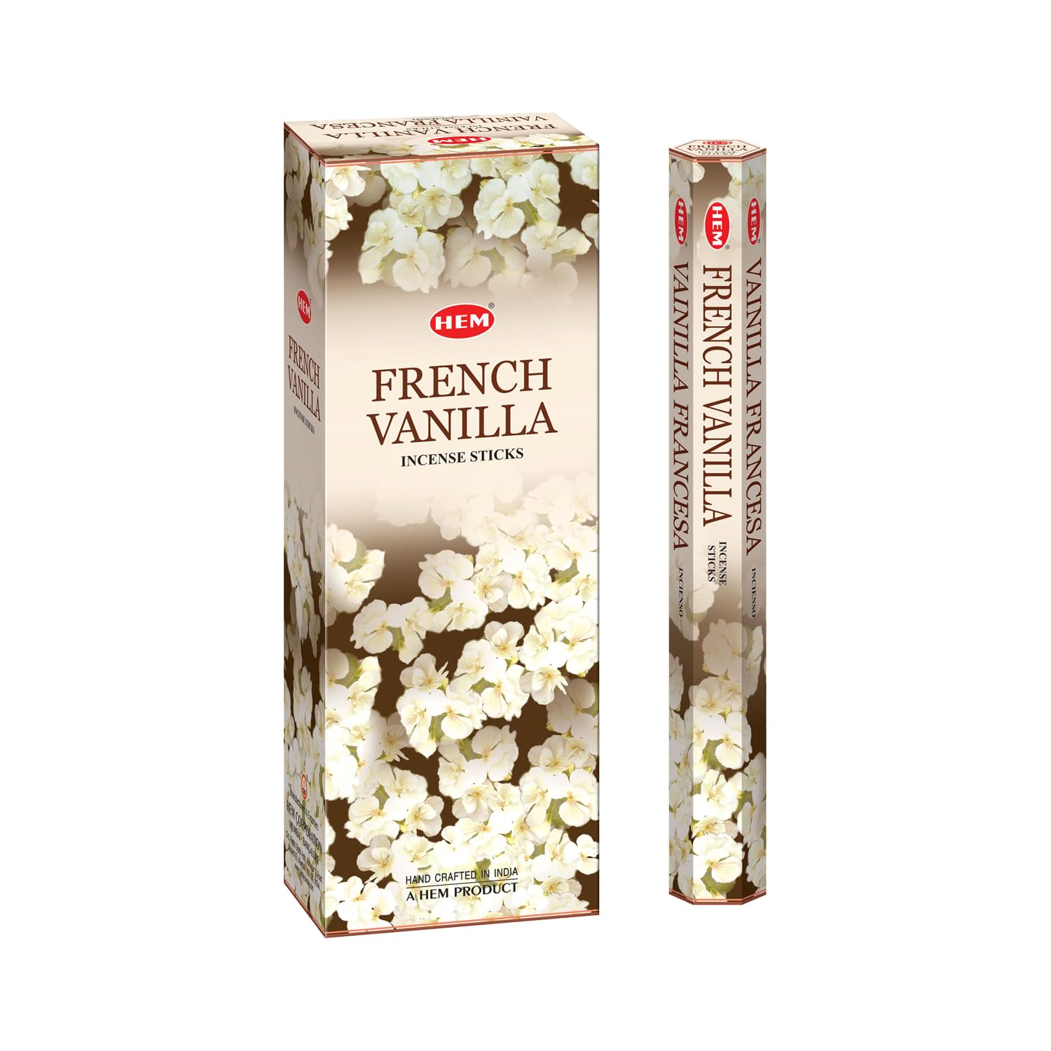 HEM French Vanilla Incense Sticks | Pack of 6 Hexagonal Tubes | Hand Crafted in India | Mesmerizing Fragrance | 301g