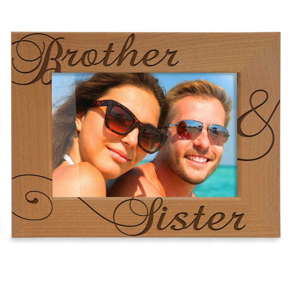 KATE POSH - Brother & Sister Engraved Natural Wood Picture Frame, Siblings Gifts, Wedding Gifts, Little Sister, Little Brother, Big Sister, Big Brother (5x7-Horizontal)