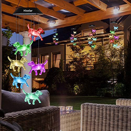 HiSolar Crystal Dog Solar Wind Chimes Outdoor Color Changing Solar
