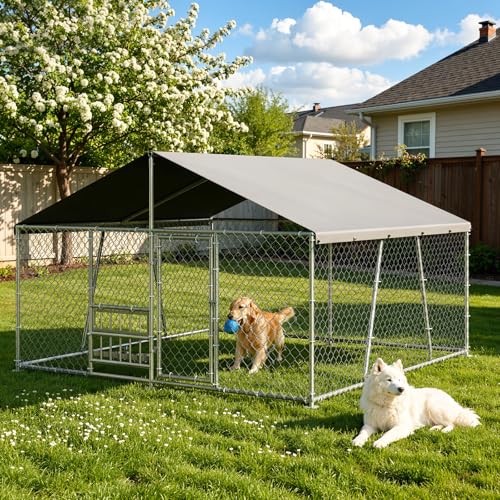 7.5×7.5×5.4 ft Large Dog Kennel Outside, Outdoor Dog Kennel with Waterproof Roo…