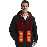 SAVIOR HEAT Men's Heated Jacket with Battery Pack, 7.4 V 5 Heating Zone Winter Heated Coat Windproof Electric Soft Shell